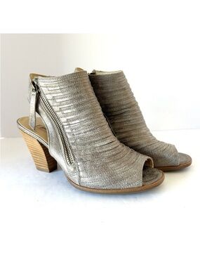 Paul Green Cayanne Bootie Sandal Heel Shoe Metallic Peep Toe Size EU35.5 US 5.5
